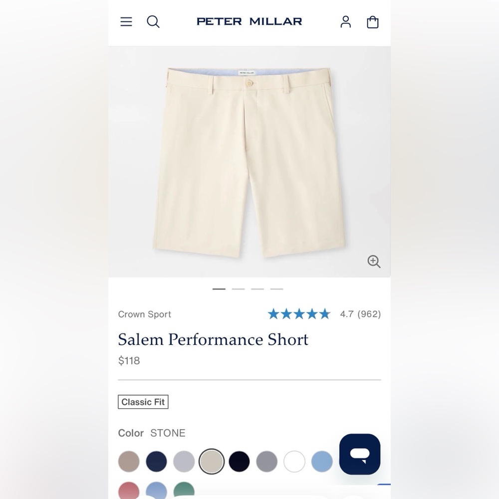 Peter Millar Stone Flat-Front Performance Shorts (new in plastic w/ tags)